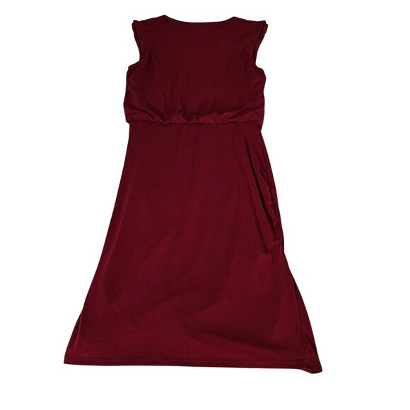 Banana Republic Dark Red Sleeveless Ruched Midi Dress XS Polyester/Spandex - Picture 7 of 7